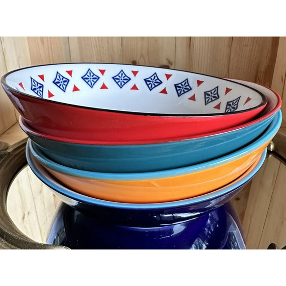 Baum Prisma Stoneware Dinner Bowl Set, 4 Piece Set, Stackable, Beautiful, NIB - Picture 7 of 12